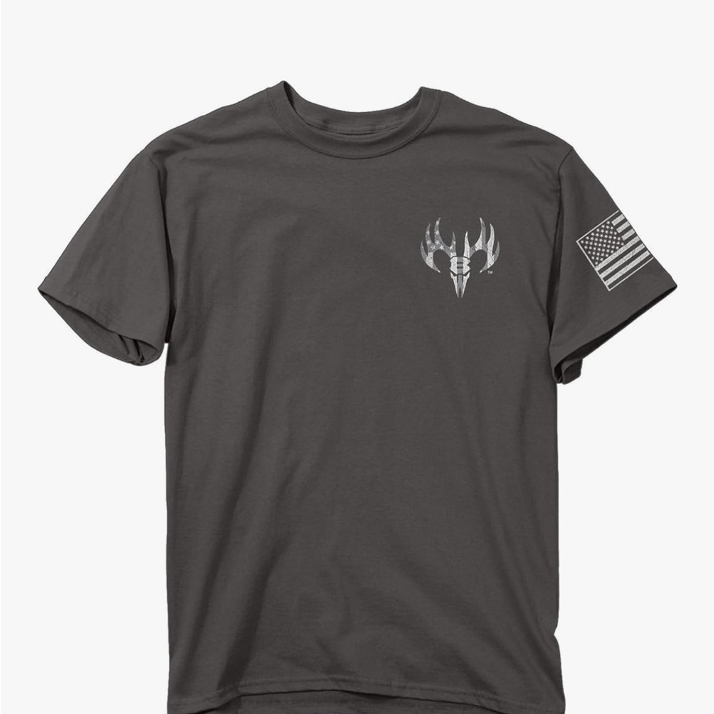 Buck Wear Men's Charcoal American Flag T-Shirt - Picture 3 of 3